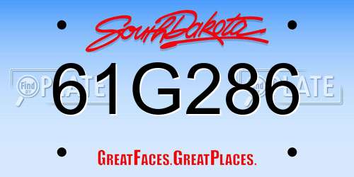 61G286 South Dakota License Plate