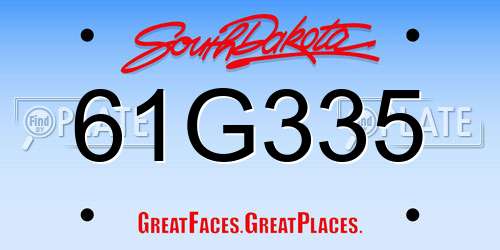 61G335 South Dakota License Plate