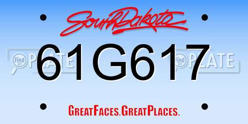 61G617 South Dakota License Plate