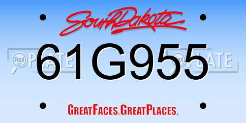 61G955 South Dakota License Plate