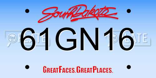 61GN16 South Dakota License Plate