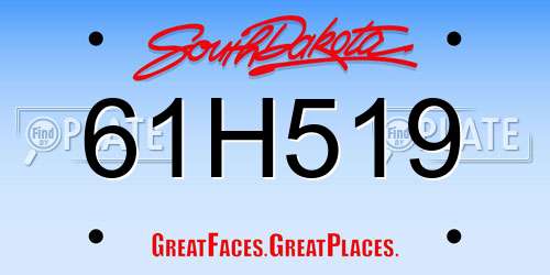 61H519 South Dakota License Plate
