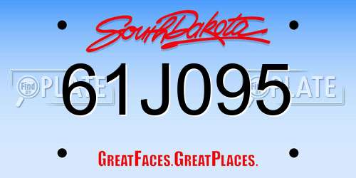 61J095 South Dakota License Plate