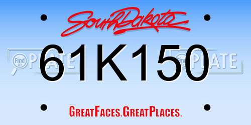 61K150 South Dakota License Plate