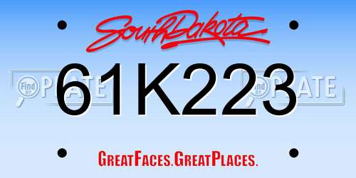 61K223 South Dakota License Plate
