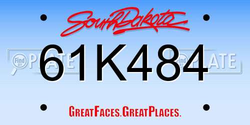 61K484 South Dakota License Plate