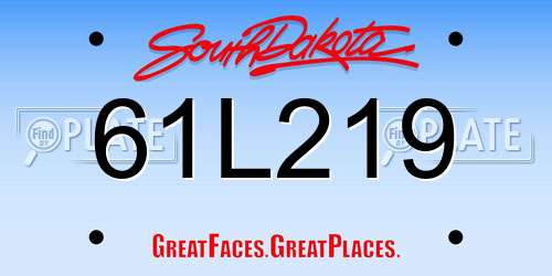 61L219 South Dakota License Plate