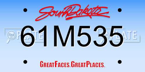 61M535 South Dakota License Plate