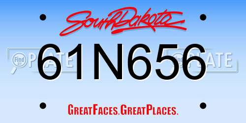 61N656 South Dakota License Plate