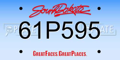 61P595 South Dakota License Plate