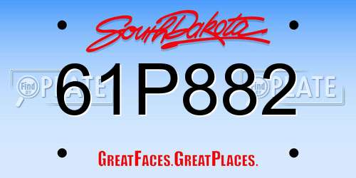 61P882 South Dakota License Plate