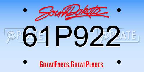 61P922 South Dakota License Plate