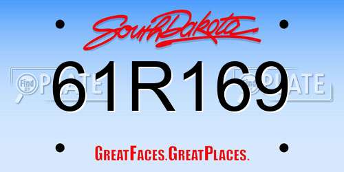 61R169 South Dakota License Plate