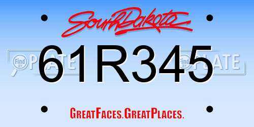 61R345 South Dakota License Plate