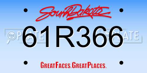 61R366 South Dakota License Plate