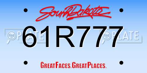 61R777 South Dakota License Plate
