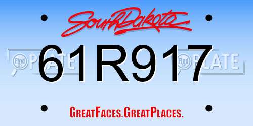 61R917 South Dakota License Plate