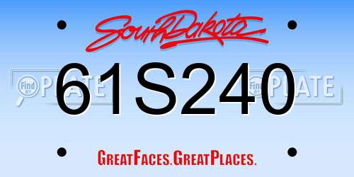 61S240 South Dakota License Plate