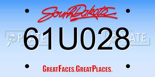 61U028 South Dakota License Plate
