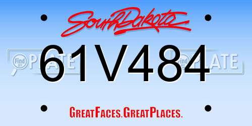 61V484 South Dakota License Plate