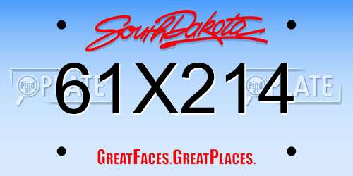 61X214 South Dakota License Plate