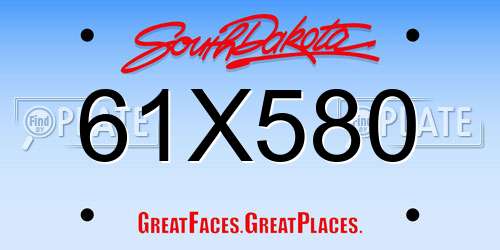 61X580 South Dakota License Plate