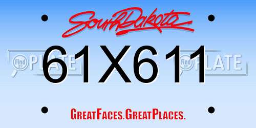 61X611 South Dakota License Plate
