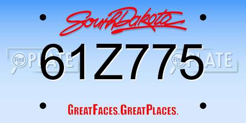 61Z775 South Dakota License Plate