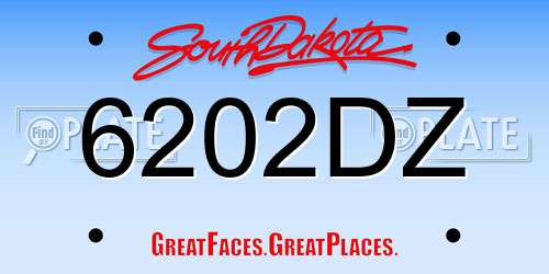6202DZ South Dakota License Plate