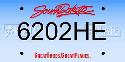 6202HE South Dakota License Plate