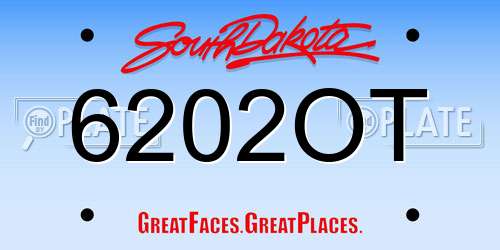 6202OT South Dakota License Plate