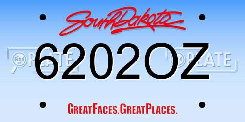 6202OZ South Dakota License Plate