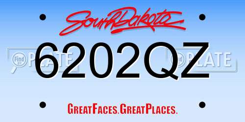 6202QZ South Dakota License Plate