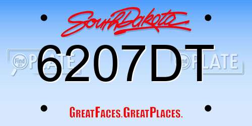 6207DT South Dakota License Plate