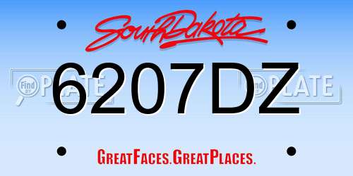 6207DZ South Dakota License Plate