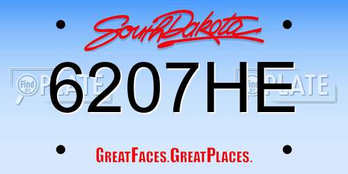 6207HE South Dakota License Plate