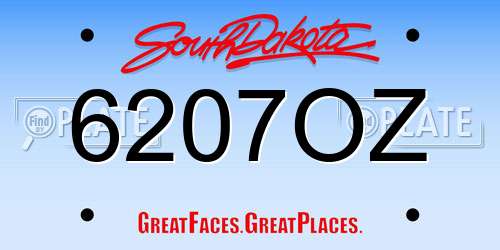6207OZ South Dakota License Plate