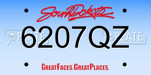 6207QZ South Dakota License Plate