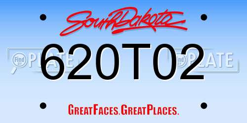 620T02 South Dakota License Plate