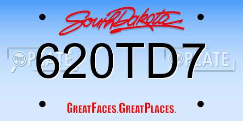 620TD7 South Dakota License Plate