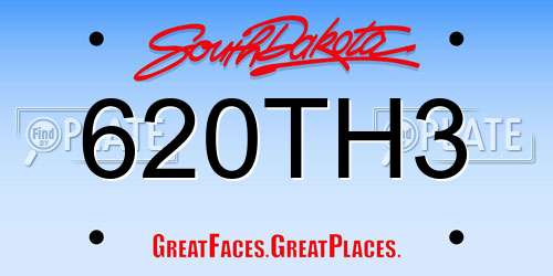 620TH3 South Dakota License Plate