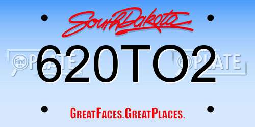 620TO2 South Dakota License Plate