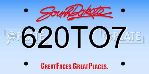 620TO7 South Dakota License Plate