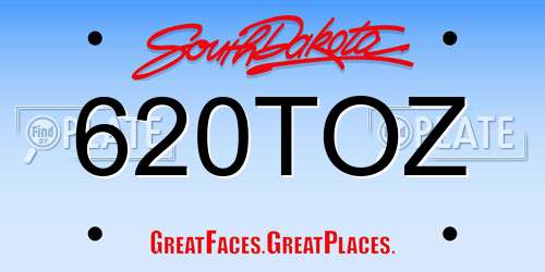 620TOZ South Dakota License Plate