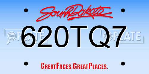 620TQ7 South Dakota License Plate