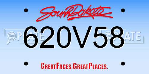 620V58 South Dakota License Plate
