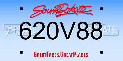 620V88 South Dakota License Plate