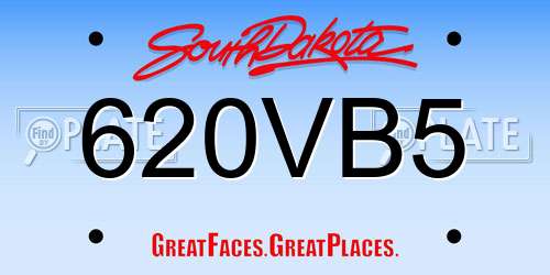 620VB5 South Dakota License Plate