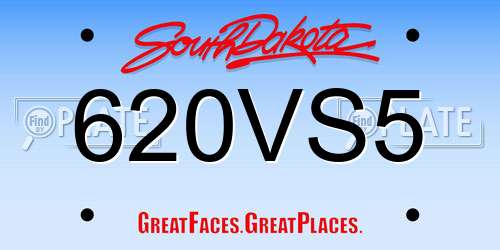 620VS5 South Dakota License Plate