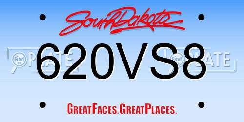 620VS8 South Dakota License Plate